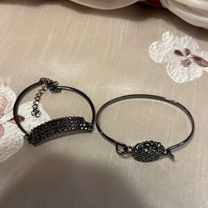 paparazzi Gunmetal Crystal & Filigree Bracelet Duo